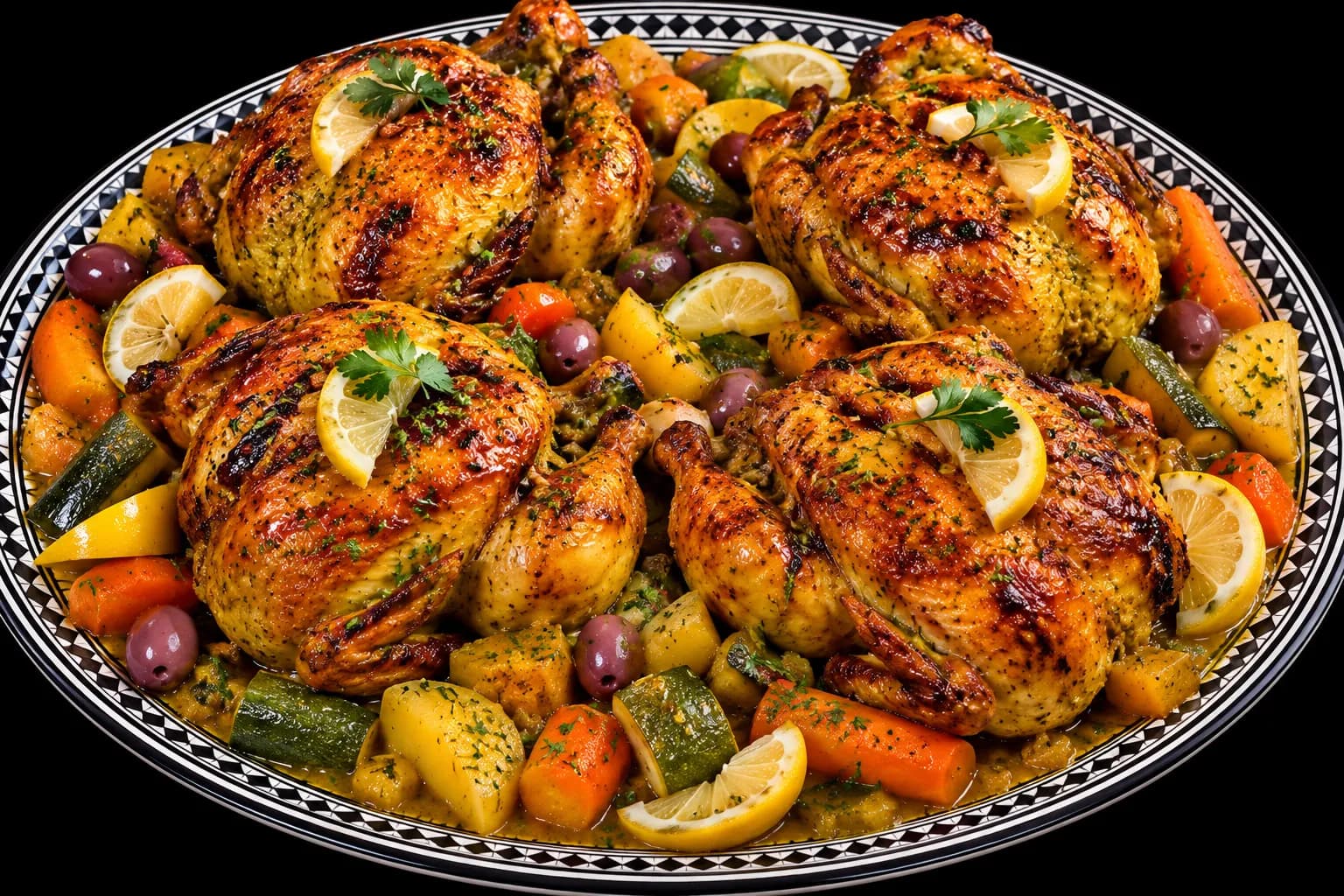 poulet roti aux légumes (4poulet)